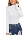 XSRYT Women Mock Turtleneck Long Sleeve Lightweight Stretchy Layering Active Shirts White Medium @ $2.48