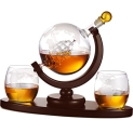 Whiskey Decanter Globe Set with 2 Etched Whiskey Glasses – for Liquor Scotch Bourbon Vodka @ $33.16