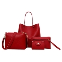 GWTAECH Women Fashion Synthetic Leather Handbags Tote Bag Shoulder Bag Top Handle Satchel Purse Set 4pcs (Red @ $10.00