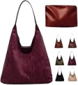 Suede Bags for Women 2024 New Suede Tote Bag for Women Suede Bag for Women Suede Purse Bag (Burgundy) @ $12.37