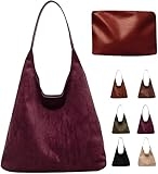Suede Bags for Women 2024 New Suede Tote Bag for Women Suede Bag for Women Suede Purse Bag (Burgundy) @ $12.37