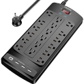 18 Outlets Surge Protector Power Strip – 6 Feet Flat Plug Heavy Duty Extension Cord with 18 Widely Outlets and 4 USB Ports @ $17.99