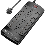 18 Outlets Surge Protector Power Strip – 6 Feet Flat Plug Heavy Duty Extension Cord with 18 Widely Outlets and 4 USB Ports @ $17.99