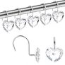 Heart Shower Curtain Hooks,12 Acrylic Fashion Rhinestone Valentines Day Heart Decorative Crystal Bling Shower Curtain Rings for Curtains and Shower Curtains @ $4.49