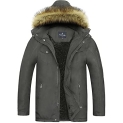 WEEN CHARM Men’s Winter Parka Jacket Military Warm Fleece Coat with Detachable Hood Outwear @ $38.99