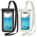 Universal Floating Waterproof Pouch[2 Pack],Underwater Dry Bag for iPhone 15 14 13 12 11 Pro Max XS XR X,Galaxy S24 S23 S22 S21 S20 Ultra,Pixel 8a 7a 7 6 6a,Float Case Vacation Essentials,Black+White @ $4.99