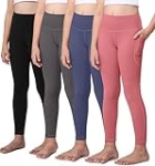 AENLLEY Yoga Active Leggings for Girls with 2 Pockets – Kids Workout Yoga Pants for Athletic (Pack of 4)