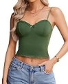 Avidlove Sexy Tops for Women Lace Camisole Spaghetti Strap Crop Tank Tops Slim Fit Cami Y2K Top Army Green