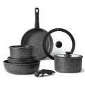 CAROTE 11pcs Nonstick Cookware Set With Detachable Handle @ $69.99