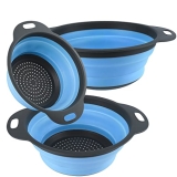 Qimh Collapsible Colander and Strainer, 2pc 4 QT and 1pc 2QT, Silicone Foldable Kitchen Colander for Veggies and Fruits
