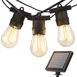 addlon 27FT Solar String Lights Outdoor, Commercial Grade LED Solar Café Patio Lights, Porch Market Light, Waterproof and Shatterproof, Vintage Edison Bulbs, Create Ambience On Garden, Warm Yellow