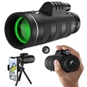 JiaSifu 40×60 High Definition Monocular Telescope with Smartphone Adapter, BAK4 Prism FMC Monocular with Clear Low Light Vision for Wildlife Hunting Camping Travelling（LD006-00A-26） @ $149.99