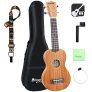 Strong Wind Soprano Ukulele for Beginners，Solid Mahogany 21 Inch Hawaiian Ukeleles for Adults，Profession Instrument Ukele Kit with Natural Abalone Shell Decoration（Soprano 21inch） @ $29.49