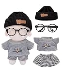 17CM Doll Clothes, Outfits for Clothes Set，Dress Up Doll Clothing Set, Replacement Dolls Accessories for Collectors, Including Clothing, Hat, Pants, Glasses(Doll Not Included)