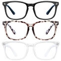 Blue Light Blocking Glasses – Women/Men 3Pack Computer Reading Gaming Anti Eyestrain Blue Light Glasses Non Prescription (8068 3pack black+douhua+toumin) @ $3.99