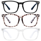 Blue Light Blocking Glasses – Women/Men 3Pack Computer Reading Gaming Anti Eyestrain Blue Light Glasses Non Prescription (8068 3pack black+douhua+toumin) @ $3.99