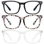 Blue Light Blocking Glasses – Women/Men 3Pack Computer Reading Gaming Anti Eyestrain Blue Light Glasses Non Prescription (8068 3pack black+douhua+toumin) @ $3.99