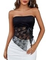 Avidlove Going Out Tops for Women Lace Camisole Y2k Tube Crop Tops Side Slit Bralettes Lingerie(Black, Small)