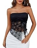 Avidlove Going Out Tops for Women Lace Camisole Y2k Tube Crop Tops Side Slit Bralettes Lingerie(Black, Small)