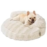EHEYCIGA Medium Dog Bed and Large Cat Couch – Fluffy Faux Rabbit Fur Pet Sofa for Small and Medium Dogs, Washable Removable Cover, Waterproof and Non-Slip, 30 Inch, Cream