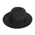 Joywant Abby Straw Sun Hat for Women with UV Protection Wide Brim Wind Lanyard,Travel Foldable Summer Beach Hat Panama Fedora-Black