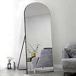 PexFix Arched Full Length Mirror 65”×22” Arched Wall Mirror Floor Mirror with Stand Full Body Mirror with Black Wood Frame @ $77.03