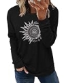 onlypuff Sun Shirts for Women Graphic Long Sleeve Pokcet T Shirt Graphic Sweatshirts Tunic Black L @ $11.26