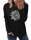 onlypuff Sun Shirts for Women Graphic Long Sleeve Pokcet T Shirt Graphic Sweatshirts Tunic Black L @ $11.26
