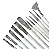 12 Pcs Oil Paint Brushes Sets,Professional Art Paint Brush,Perfect for Oil and Acrylic Gouache Painting,Flat,Round,Angular,Fan and Hazelnut Oil Paint Brushes,Pearlescent White. @ $6.99