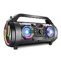 Bluetooth Speaker, 30W Portable Bluetooth Boombox with Subwoofer, FM Radio, RGB Colorful Lights, EQ, Stereo Sound, Booming Bass, 10H Playtime Wireless Outdoor Speaker for Home, Party, Travel, Camping @ $59.98