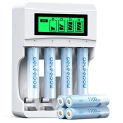Deleepow Rechargeable AAA Batteries Gold-Plated Anode 1100mAh Nimh AAA Rechargeable Batteries 8 Counts with Charger 1.2V 1200 Cycle @ $10.49