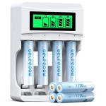 Deleepow Rechargeable AAA Batteries Gold-Plated Anode 1100mAh Nimh AAA Rechargeable Batteries 8 Counts with Charger 1.2V 1200 Cycle @ $10.49