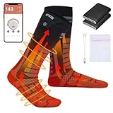 DEERFAMY Heated Socks, Rechargeable Electric Heated Socks with 4 Heat Settings, APP Control, Heated Socks for Men Washable, 4000mAh Battery Powered, for Ice Fishing, Winter, Outdoors, Black & Gray, S @ $17.99