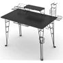 Atlantic Carbon-Fiber Laminated Original Gaming Desk with Heavy-Duty Steel-Wire Legs, Elevated Monitor Platform, Tablet/Phone Stand, Speaker Stands, Video Game Gadget Rack (33935701) (Black) @ $60.00