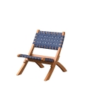 Patio Sense 63636 Sava Indoor Outdoor Folding Chair All Weather Wicker Low Slung Portable Seating Solid Acacia Wood Woven Seat Back Seat Indoors Porch Lawn Garden Fishing Sporting – Navy Blue Webbing @ $90.99