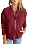 GeGekoko Womens Zip Up Sweatshirts Jackets Long Sleeve Casual Loose Outwear with Pockets Burgundy