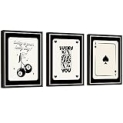 EXCOOL CLUB Set Of 3 Poker Wall Art Aesthetic – 12×16 Large Trendy Wall Art For Men Bedroom, Black And White Wall Decor, Lucky Retro Posters For Room Aesthetic, Playing Card Wall Prints (Unframed)