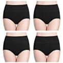 wirarpa Women’s Soft Cotton Underwear High Waisted Briefs Ladies Comfort Breathable Panties Underpants Black 4 Pack Size 4X-Large @ $24.99