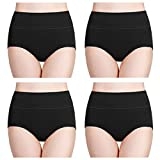 wirarpa Women’s Soft Cotton Underwear High Waisted Briefs Ladies Comfort Breathable Panties Underpants Black 4 Pack Size 4X-Large @ $24.99