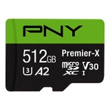 PNY 512GB Premier-X Class 10 U3 V30 microSDXC Flash Memory Card @ $32.99