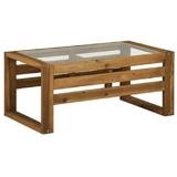 Walker Edison Sorrento Modern Acacia Wood Glass Top Outdoor Coffee Table @ $67.00