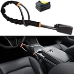 Steering Wheel Lock Seat Belt Lock, Banhao Security Anti-Theft Handbag Lock Universal Fit Most Vehicles Sturdy Lock for Car Truck SUV Van Golf Cart (Black) @ $9.99