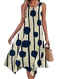 HOTOUCH Women’s Casual Loose Pocket Long Dress Sleeveless Plus Size Irregular Hem Midi Dress Apricot X-Large @ $30.99