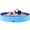 Yaheetech Blue Foldable Hard Plastic Dog Pet Bath Swimming Pool Collapsible Dog Pet Pool Bathing Tub Pool for Pets Dogs & Cats w/Pet Brush&Repair Patches-63 x 11.8 inch @ $27.99