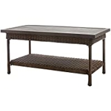 Hampton Bay Beacon Park Wicker Outdoor Patio Coffee Table with Slat Top (Brown) @ $70.00