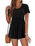 Florboom Peplum Tops for Women Summer Short Sleeve Peplum Tops, Black L @ $12.50