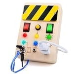 Vilalatfan Busy Board – Montessori Toys for Toddlers Baby Wooden Busy Board with LED Light Switches Sensory Toys Plane Car Travel Toys for 1+ Year Old Baby Toddler Boy Girls Gifts @ $12.50