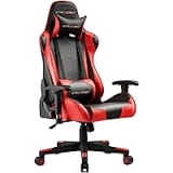 Gtplayer Ergonomic PU Leather Gaming Chair with Adjustable Headrest and Lumbar Pillow (Red) @ $109.99