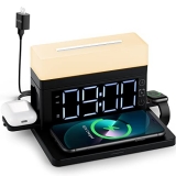 Wireless Charger 5 in 1, GAOHANG 18W Fast Wireless Charging Station with Alarm Clock and Night Light, Wireless Charging Stand for iPhone 13/12/11/Pro/SE/XS/XR/X/8Plus/8/Samsung Galaxy/iwatch/AirPods