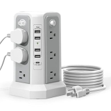 Surge Protector Power Strip Tower with 18W Fast Charging Port @ $23.99